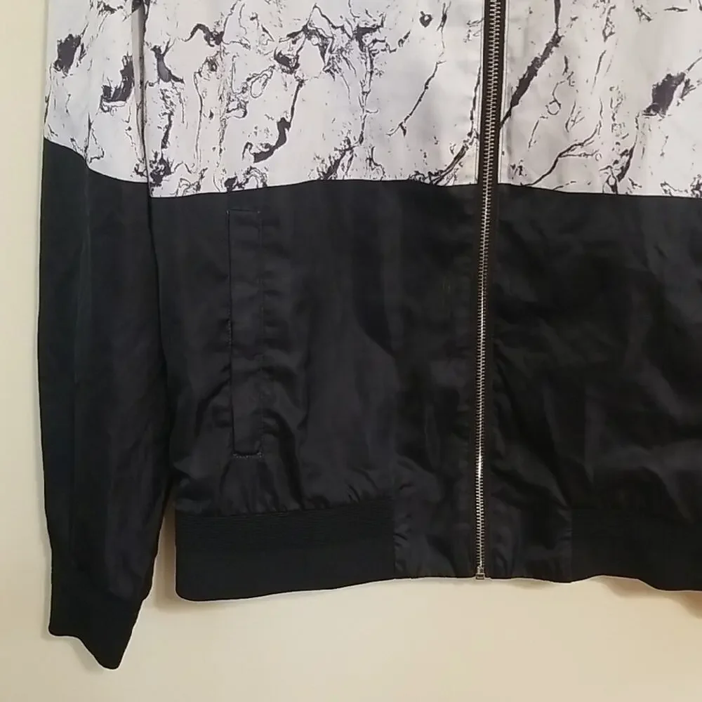 Jack & Jones Essential Bomber Jacket Monochrome Marble Coat Outerwear Medium